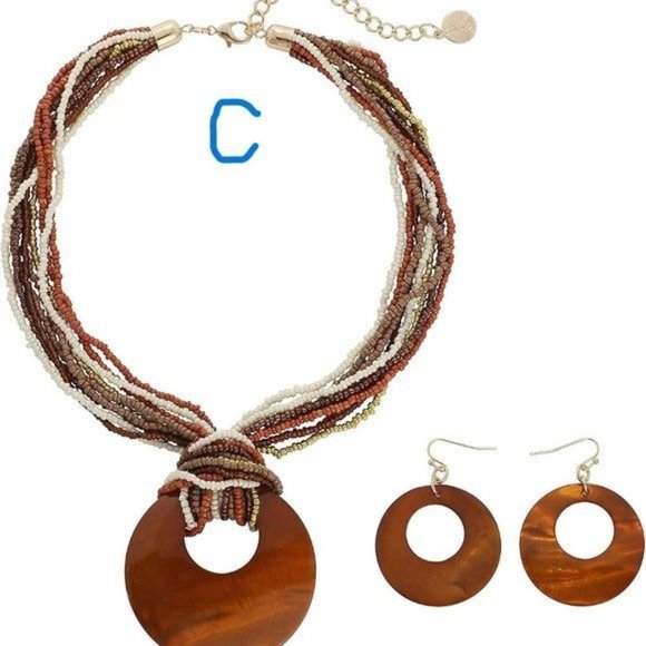 New Multi Strand  Colorful Beaded Necklace with Big Circle Shell Pendant - Picture 2 of 8